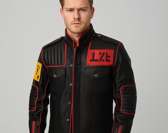 MCR Inspired Spider USA Flag Leather Biker Jacket - Cosplay Punk Outfit