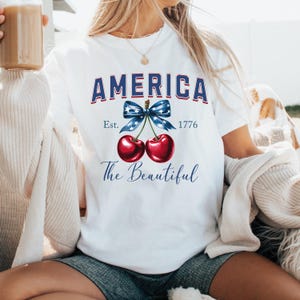America the Beautiful Patriotic T-shirt, Independence Day Shirt, July 4th Top, Red White and Blue, Comfort Colors Tshirt