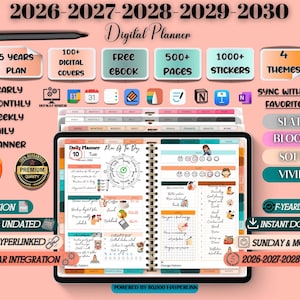 Pacote de Planejadores Digitais 2026-2027: Sem data, Mensal, Semanal, Diário (Download Digital)