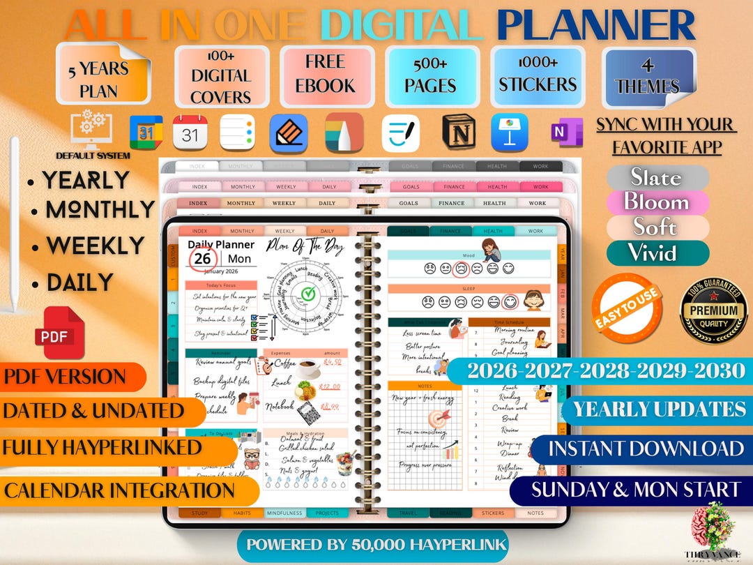 2026-2030 All-in-one Digital Planner – Hyperlinked, Ipad-optimized ...