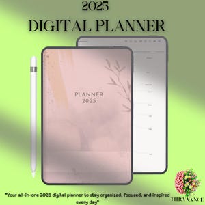 2025 Digital Planner for iPad GoodNotes | Dated Daily & Weekly Planner PDF | Portrait Hyperlinked Digital Planner for Tablets | Sunday Start