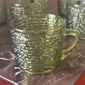 Vintage Anchor Hocking Soreno Olive Green Punch Cups (Set of 7)