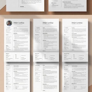 Pacote de modelos de currículo | Modelos de currículo modernos e profissionais | Currículo editável para Word e Canva | Conjunto de carta de apresentação e inscrição para emprego