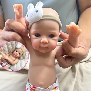 Handmade 13&quot; Mini Adorable Bettie Reborn Doll – Full Solid Silicone Baby Girl Doll, Realistic Washable Body, Lifelike Newborn Silicone Doll
