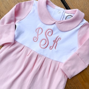 Newborn baby girl outfit, coming home outfit, newborn personalized footie, custom embroidered baby outfit, baby shower gift