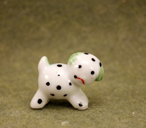 Miniature Calico Dog Made Japan Polka Dot Animal Figurine Etsy