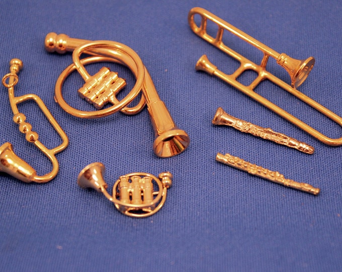 Miniature Musical Instruments Brass Horns Dollhouse Band Etsy