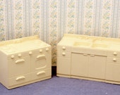 Dollhouse Kitchen Marx Plastic Furniture White Sink Stove
