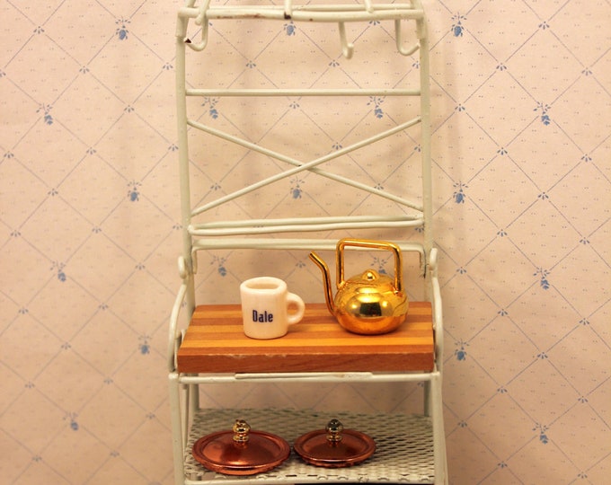 Miniature Bakers Rack Butcher Block Dollhouse Kitchen Etsy