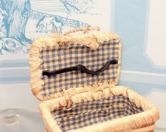 Miniature Picnic Basket Blue Gingham Lining Etsy