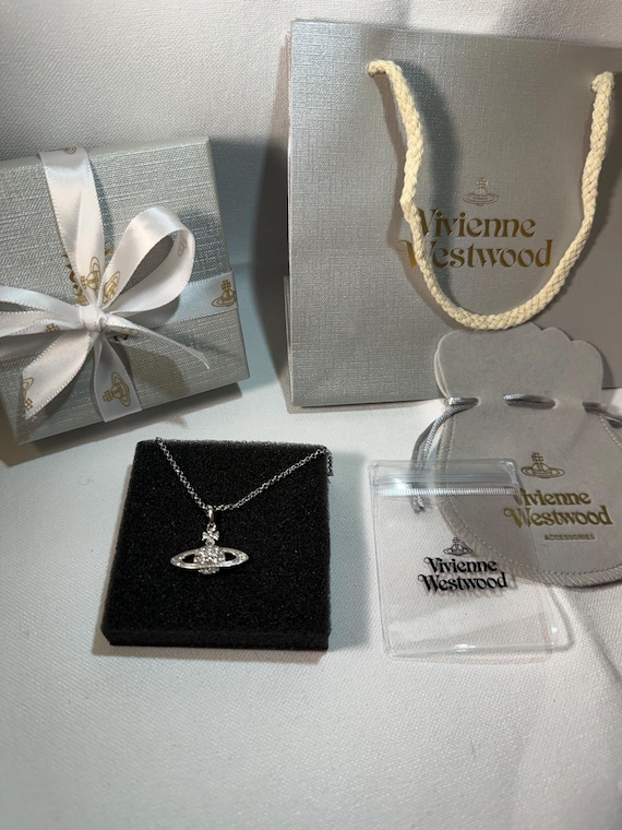 Vivienne Westwood Mini Bas Relief Silver Necklace: Planet Inspired