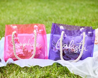 Bridesmaid Proposal Tote Bag,Custom Bridal Tote Bag,PVC Tote Bag,Clear Beach Tote Bag,Girls Travel Tote Bag,Bridesmaid Totes,Wedding Gift