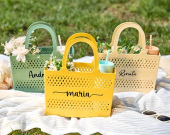 Personalizowana torba Jelly Bag, spersonalizowana torba plażowa Jelly, torba na basen, torba na prezent dla druhny, torba Jelly Tote, torba na wieczór panieński Jelly Bag, kosz prezentowy dla druhny