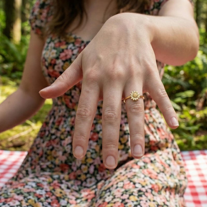 Sunflower Ring - Etsy
