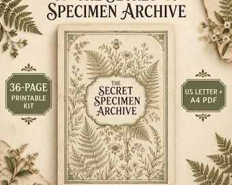 Kit para diario botánico, archivo de especímenes antiguos, folio imprimible de 36 páginas y PDF de efímeros