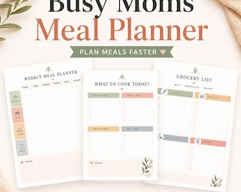 Planificador de comidas para mamás ocupadas en PDF / Sistema semanal, ideas para cenas infantiles (descarga instantánea)