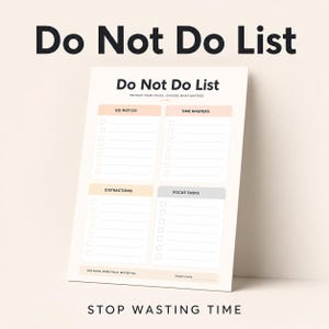 ADHD Do Not Do List Printable | Stop Distractions & Focus on What Matters | Simple Productivity Tool