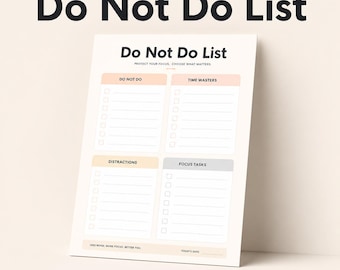 Lista imprimible de cosas que no se deben hacer para personas con TDAH / Herramienta para concentrarse y mejorar la productividad (Descarga digital)