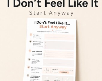 Motivación para TDAH imprimible / Sistema para dejar de procrastinar y aumentar la concentración: comienzos sencillos para superar la falta de motivación.