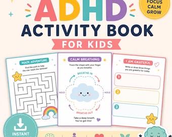 Libro de actividades para niños con TDAH: Fichas de trabajo para concentrarse, calmarse y crecer (PDF de descarga instantánea)