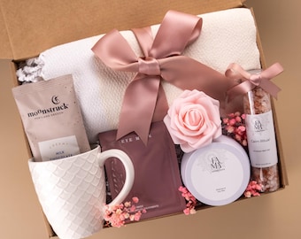 Custom Spa Set for Her | Relaxation, Birthday, Thank You, Thinking of You, Unique Personalized Present, Gift Box Pink
