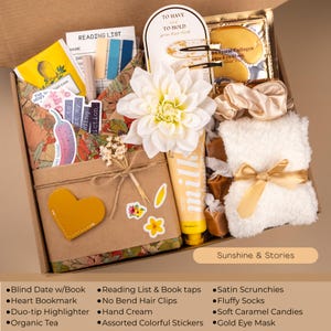 Blind Date with a Book Gift Box Mystery Book Surprise for Book Lover Gift Set Cozzy Reading Essentials Book Gift Birthday for Her Bookworm Sunshine Stories