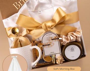 Bride Gift Box – Bride to Be Gift Box, Engagement Box for Bride, Bridal Robe & Wedding Essentials, Bridesmaid, Matron of Honor Gifts