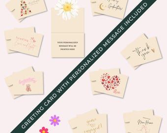 Personalized Greeting Card | Custom Message Card, Happy Birthday, Mother's Day, Christmas, Thank You, Thinking of You, Congratulations