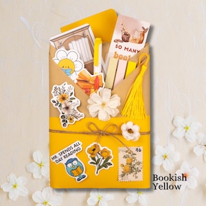 Blind Date with a Book Gift Box Mystery Book Surprise for Book Lover Gift Set Cozzy Reading Essentials Book Gift Birthday for Her Bookworm 2 Colors - Yellow