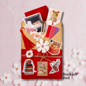 Blind Date with a Book Gift Box Mystery Book Surprise for Book Lover Gift Set Cozzy Reading Essentials Book Gift Birthday for Her Bookworm 2 Colors - Red