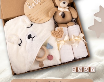Neutral Baby Gift Box, Newborn Gift Set, Baby Shower Gift Basket, Welcome Baby Gift, Luxury Baby Gift Set, Unisex Baby Gift, New Mom Gift