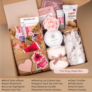 Blind Date with a Book Gift Box Mystery Book Surprise for Book Lover Gift Set Cozzy Reading Essentials Book Gift Birthday for Her Bookworm The Rosy Read Box