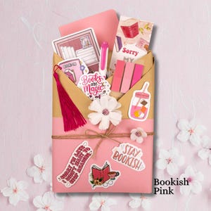 Blind Date with a Book Gift Box Mystery Book Surprise for Book Lover Gift Set Cozzy Reading Essentials Book Gift Birthday for Her Bookworm 2 Colors - Pink