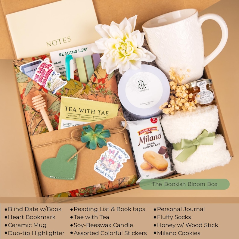 Blind Date with a Book Gift Box Mystery Book Surprise for Book Lover Gift Set Cozzy Reading Essentials Book Gift Birthday for Her Bookworm The Bookish Bloom