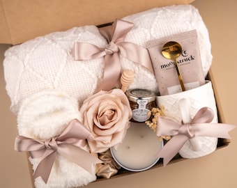 Hug In A Box, Thinking Of You Box, Encouragement Gift, Hygge Gift Box, Cozy Care Package, Self Care Basket, Blanket Gift Box with Mug