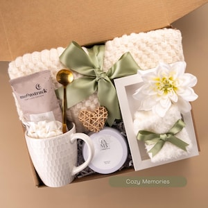Sympathy Gift Basket Hygge Gift Box With Blanket | Sending A Hug Thinking Of You Bereavement Encouragement Box | Get Well Memory Candle Box