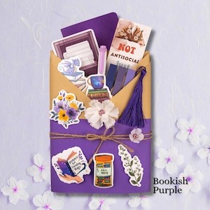 Blind Date with a Book Gift Box Mystery Book Surprise for Book Lover Gift Set Cozzy Reading Essentials Book Gift Birthday for Her Bookworm 2 Colors - Purple