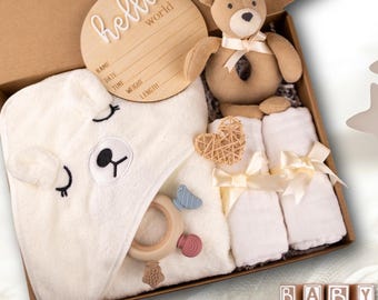 Neutral Baby Gift Box, Newborn Gift Set, Baby Shower Gift Basket, Welcome Baby Gift, Luxury Baby Gift Set, Unisex Baby Gift, New Mom Gift