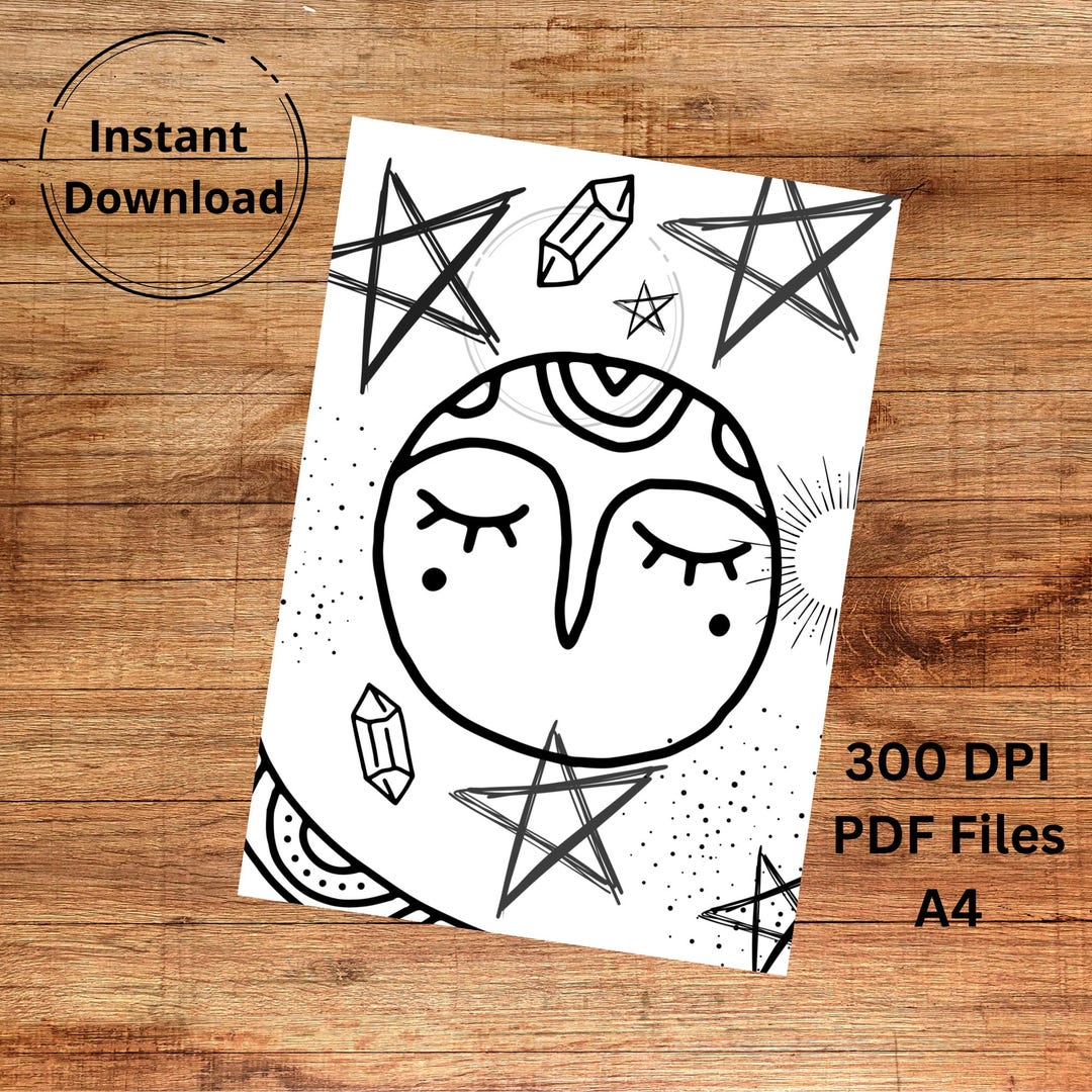 Esoteric Colouring In Mystical Colouring Page - Mindful Art - A4 PDF File - Mystical Witchy ...