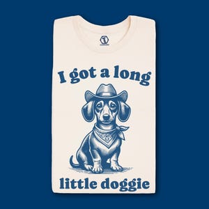 Dachshund Retro Cartoon Graphic T Shirt, cute funny cowboy dog tee, weird trendy vintage tshirt, unisex meme, gift for him, gift for her