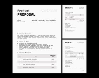 Small Business Forms Bundle - Project Proposal, Invoice, Receipt (Canva Template)