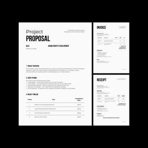 Small Business Forms Bundle - New Client Onboarding, Project Proposal Template, Editable Invoice, Payment Receipt, A4 and US Letter, Canva