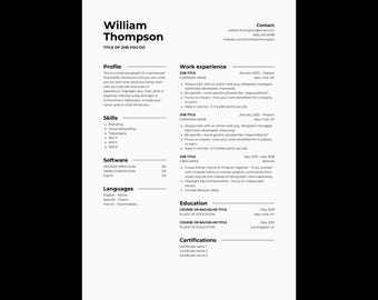 Modern Resume Template Canva – Editable CV Design with Cover Letter (Digital Download)
