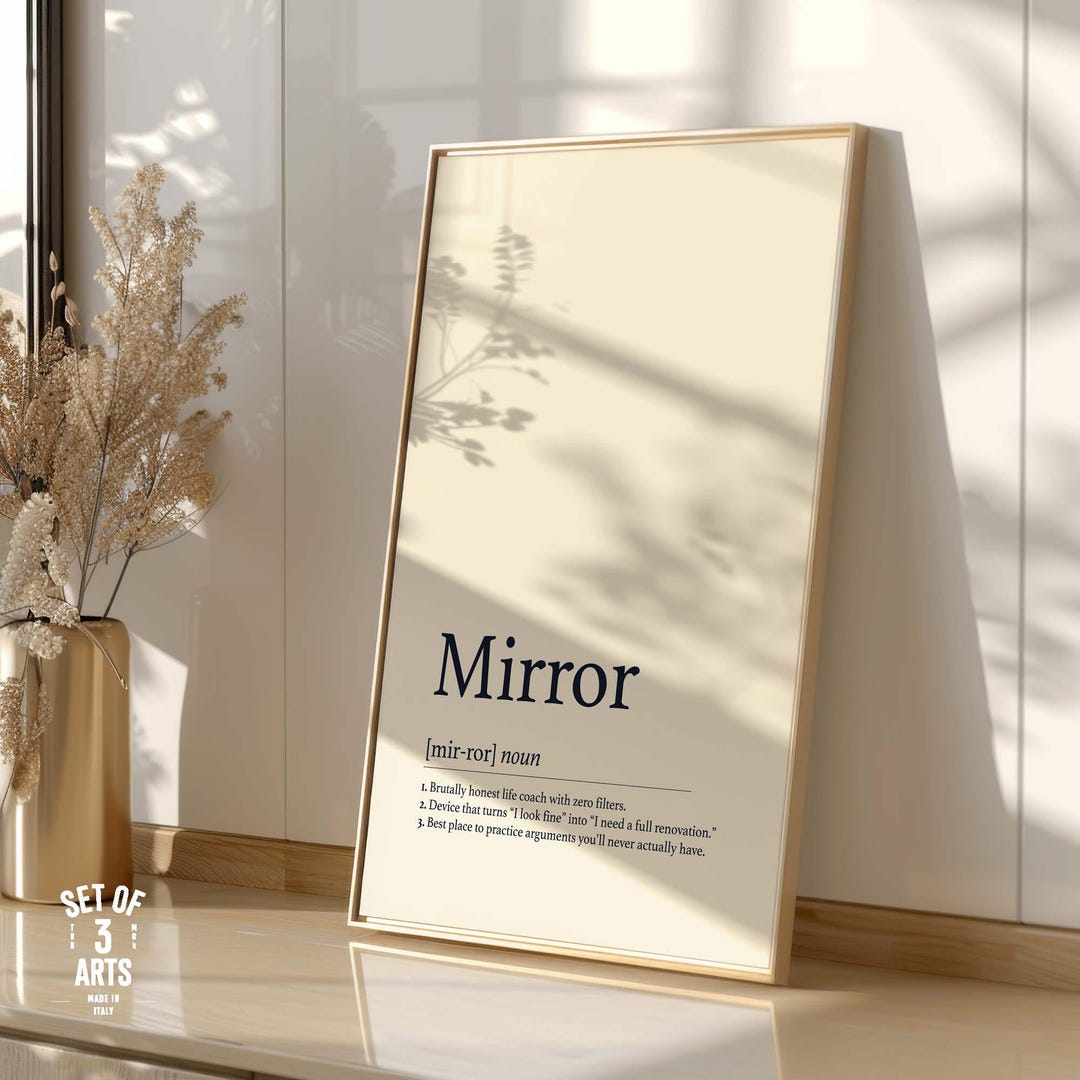 Mirror-dictionary-definition Guest-bathroom Wallart, Funny Minimalist ...
