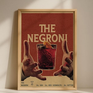 Negroni Vintage Digital Poster | Retro Cocktail Wall Art Download | High-Res PDF & PNG