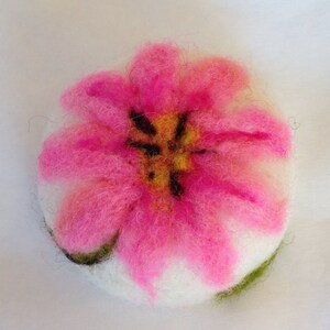 Felted Soaps by Sweetnola, Felted Soap Wool Fiber Art Gifts, Artisan Soap, Cynthia Denise Art, Pink Clematis Flower