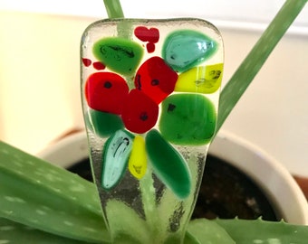 Fused Glass Floral Plant Stake Plant Accessory for Planters & Pots Glass Art Gifts for Home Decor Gardening Gift Gifts for Mom Sweetnola