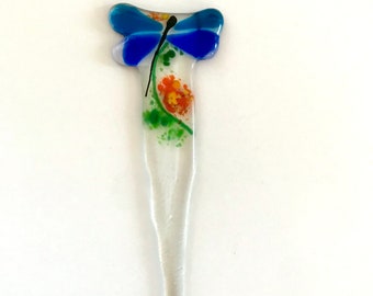 Plant Stake Glass Dragonfly, Garden Gifts Accessory for Planters & Pots Gardening Gift Mother's Day Gift for Mom Sweetnola Plant Accessories