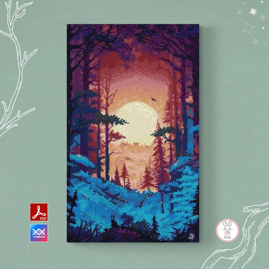 Cross Stitch Pattern “shades of the Dusk”, Full Coverage, PDF - Instant ...