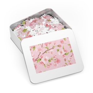 Floral Blossom Jigsaw Puzzle with Tin, Perfect Gift for Puzzle Lovers, Family Activity, Home Decor, Springtime Fun, Relaxing Game